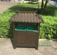 戶外景區古典鋼制分類垃圾桶