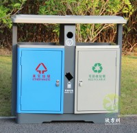 室外街道兩分類鋼板垃圾箱
