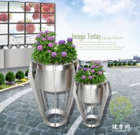 商場不銹鋼本色花盆組合