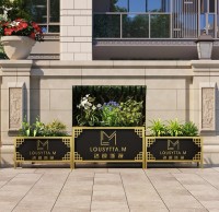 戶外電鍍鈦金長方形不銹鋼花箱