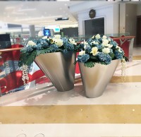 室內商場斜口不銹鋼花盆組合