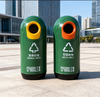 圓柱形組合式玻璃鋼分類垃圾桶落地紀實