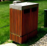 自然與工業的協奏曲園林景觀兩連體鋼木垃圾箱設計解碼