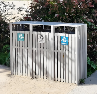 鋼木協奏曲戶外公園三分類垃圾桶的生態美學