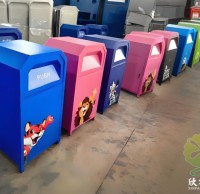 讓環保成為城市的可愛風景定制UV打印卡通不銹鋼分類垃圾桶